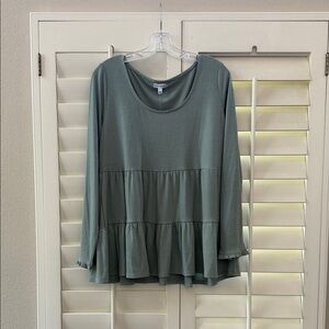 love, Fire Sage Long Sleeve Tiered Top